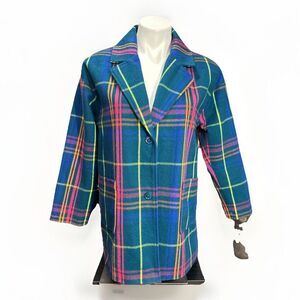Girls 14‎ Thereabouts JC Penny Peacock Plaid Blazer 2 Button Long Sleeve